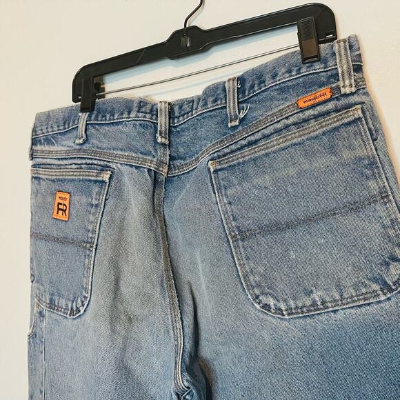 VINTAGE WRANGLER FR Denim Riggs Workwear Flame Resistant Carpenter Jeans 38x32 - Picture 10 of 16